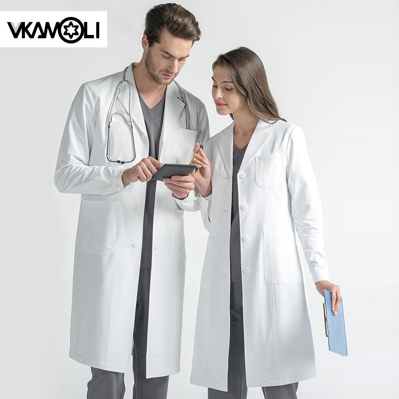 Lab Coat Medical - เสื้อคลุมสีขาวผ้า Anti-Zou คุณภาพสูง แขนยาว เสื้อผ้าสำหรับทันตแพทย์ ร้านเสริมสวย