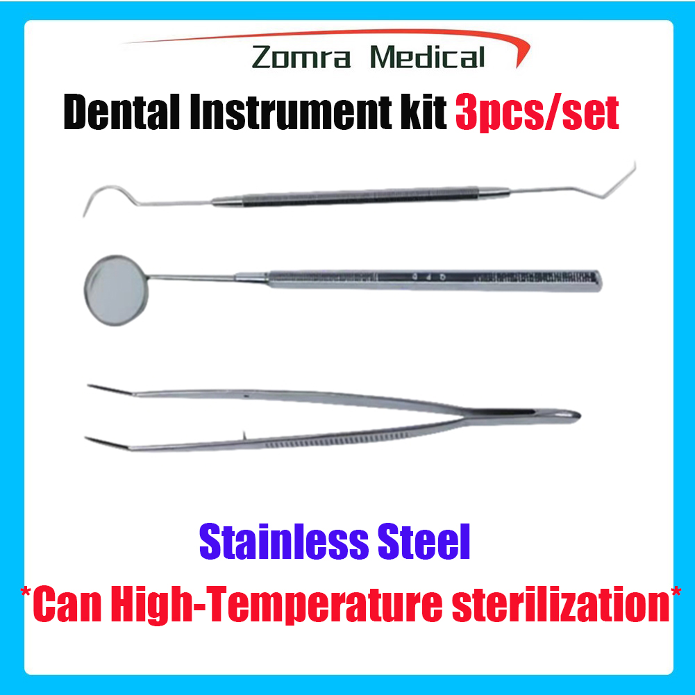 Dental Mirror Probe - ชุดเครื่องมืออัตโคลเวท์สำหรับทันตกรรม ทำจากสแตนเลส 3 ชิ้น/ชุด พร้อมกระจกตรวจช่องปาก หัวตรวจ