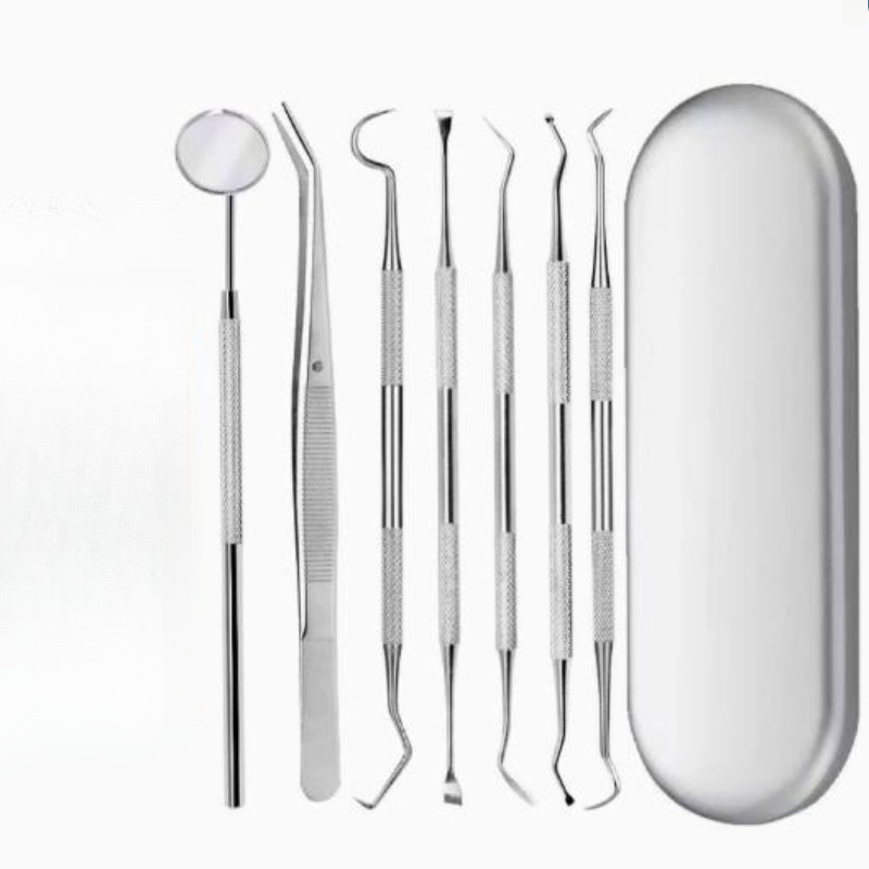 Dental Mirror Probe - ชุดเครื่องมือทันตกรรมสแตนเลสสำหรับตรวจช่องปาก 5x7 ชิ้น/ชุด ประกอบด้วยกระจกตรวจฟัน หัวตรวจ และแหนบ