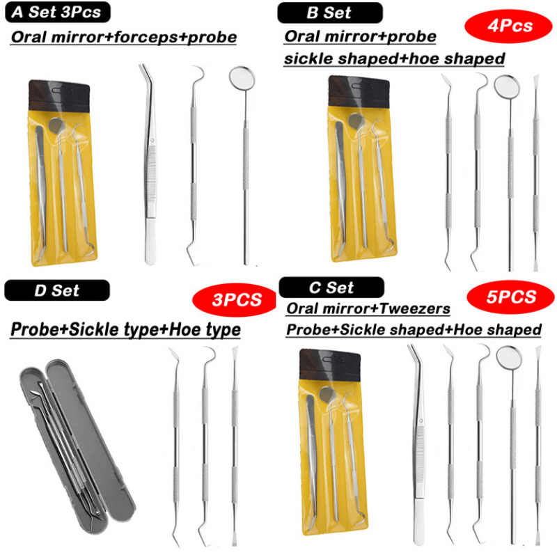 Dental Mirror Probe - ชุดอุปกรณ์ทันตกรรม 1 ชุด ประกอบด้วยกระจกตรวจฟัน คีม ปากคีบ