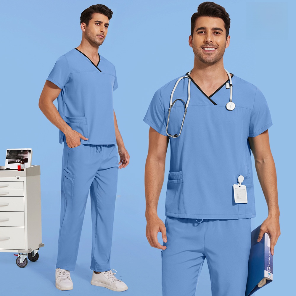 Lab Coat Medical - ชุดทำงานผ่าตัดในห้องผ่าตัดแขนสั้นบางเบา ชุดล้างมือแพทย์ ชุดแพทย์ พนักงานทางการแพทย์ เสื้อกาวน์วัสดุโพลีเอสเตอร์