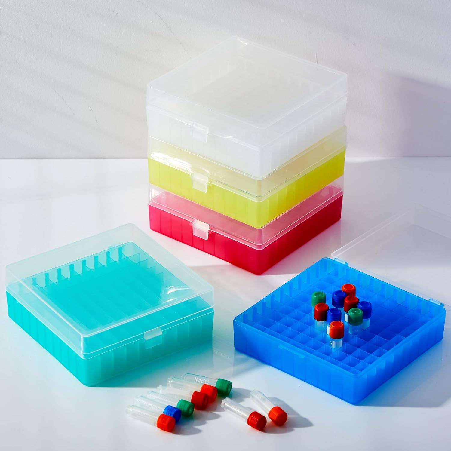 Laboratory Centrifuge - กล่องเก็บหลอดเซ็นทริฟิวจ์แบบแช่แข็ง 100 หลุม พร้อมตัวล็อคแบบ Snap Clasp