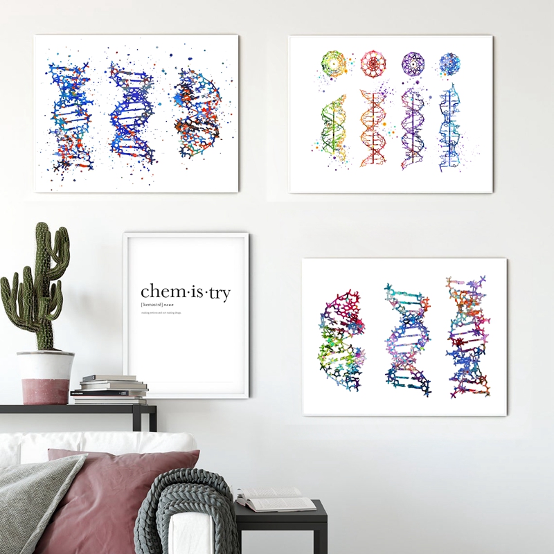 Medical Lab Posters - DNA โมเลกุลพิมพ์ Modern Medical Wall Art