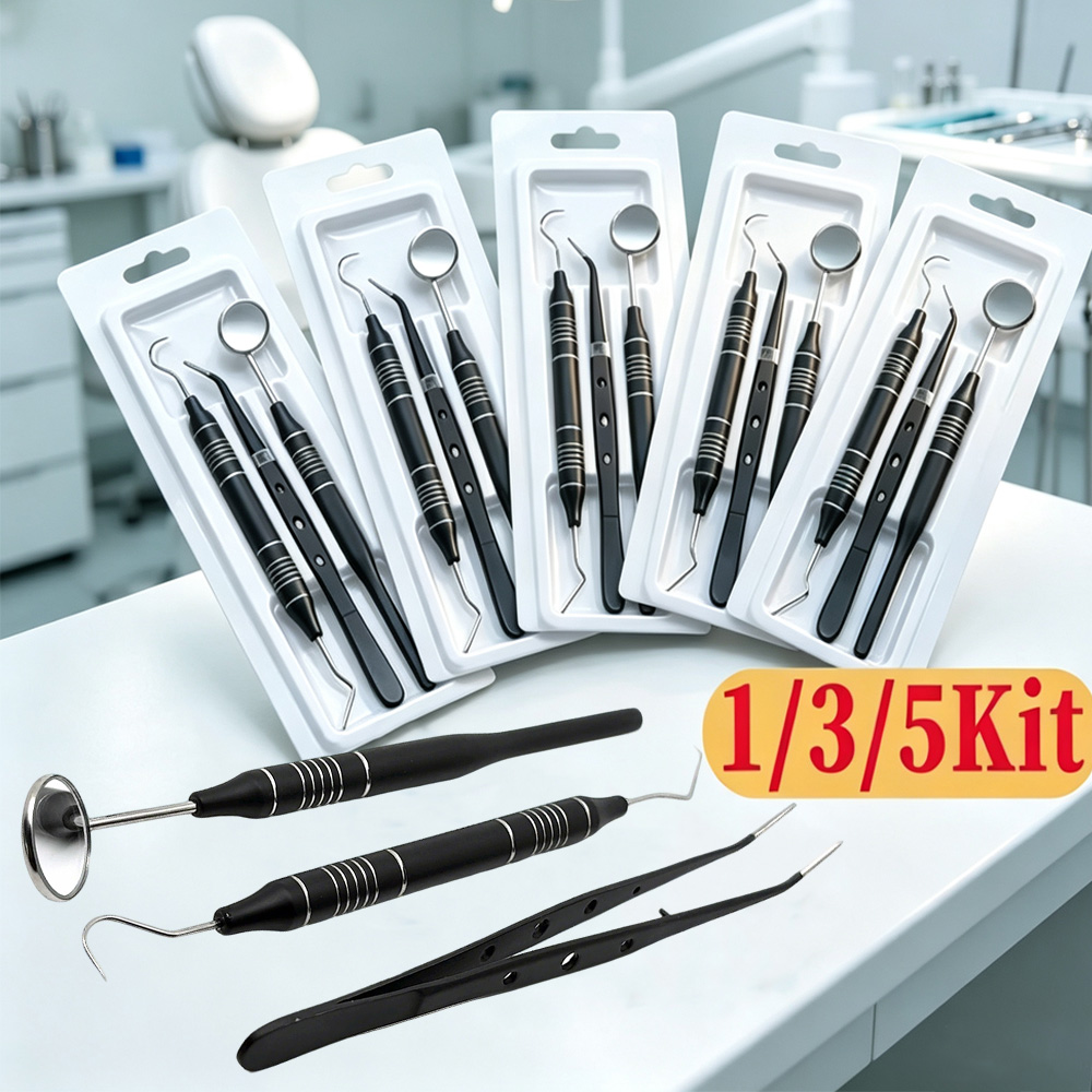 Dental Mirror Probe - ชุดอุปกรณ์ดูแลช่องปาก 3 ชิ้น/5 ชิ้น ประกอบด้วยกระจกตรวจฟัน แหนบ