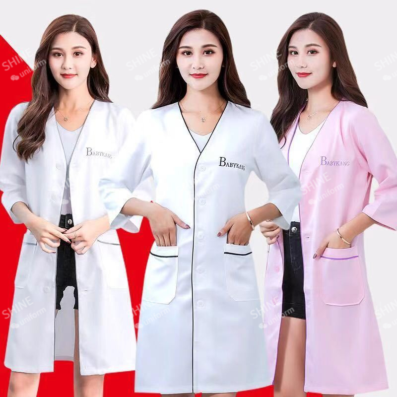 Lab Coat Medical - ความงามเครื่องแบบช่างเสริมสวย Custom LogoSkin manager เสื้อผ้าทํางานสปาสีขาวแขนสั้นเสื้อ lab