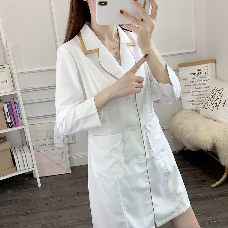 ชุดเครื่องแบบความงามสั้นสีขาวช - Lab Coat Medical บทวิจารณ์และราคา