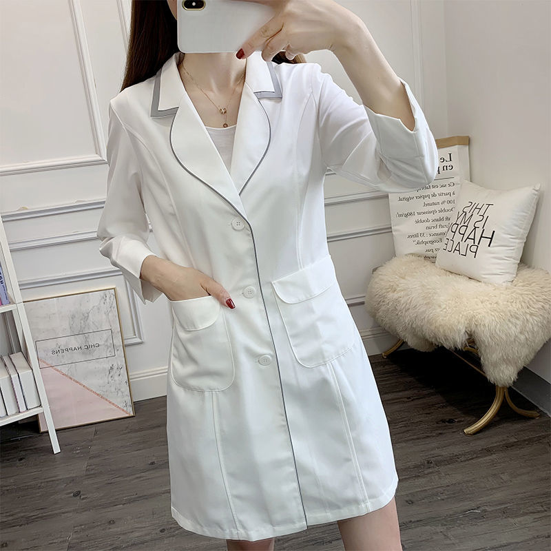 ชุดเครื่องแบบความงามสั้นสีขาวช - Lab Coat Medical บทวิจารณ์และราคา