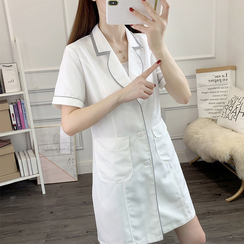 ชุดเครื่องแบบความงามสั้นสีขาวช - Lab Coat Medical บทวิจารณ์และราคา
