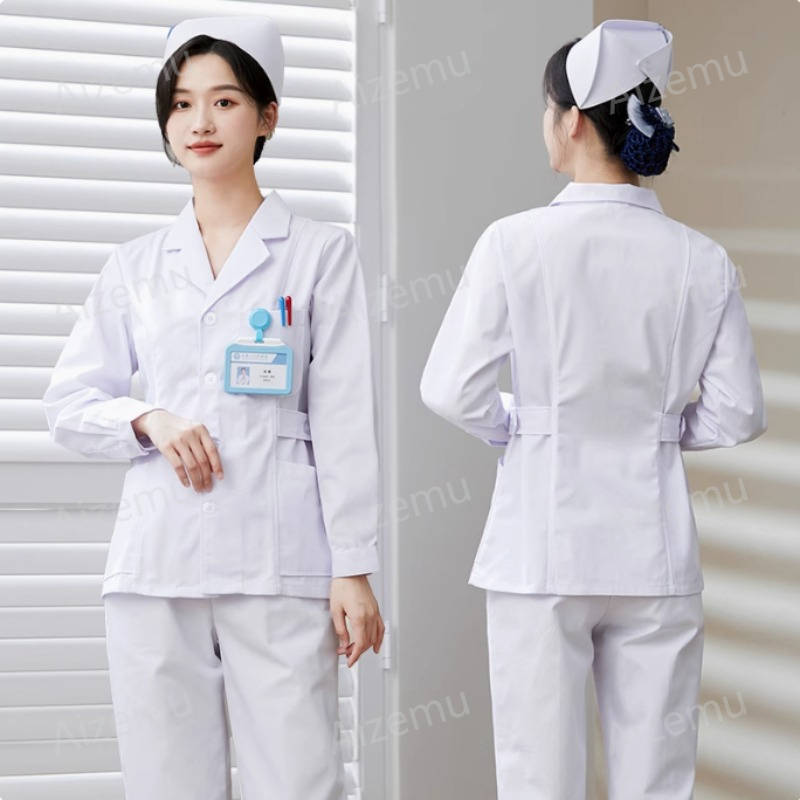 ชุดยูนิฟอร์มพยาบาลแขนยาวสีขาวใ - Lab Coat Medical บทวิจารณ์และราคา