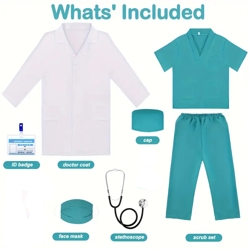 7PCS เด็กหมอพยาบาลคอสเพลย์ชุดเ - Lab Coat Medical บทวิจารณ์และราคา