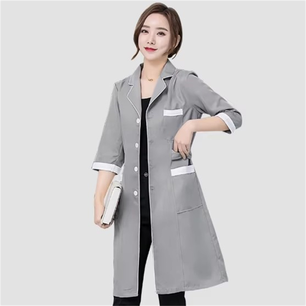 คุณภาพสูงสีเทาสีทึบบางง่ายต่อต - Lab Coat Medical บทวิจารณ์และราคา