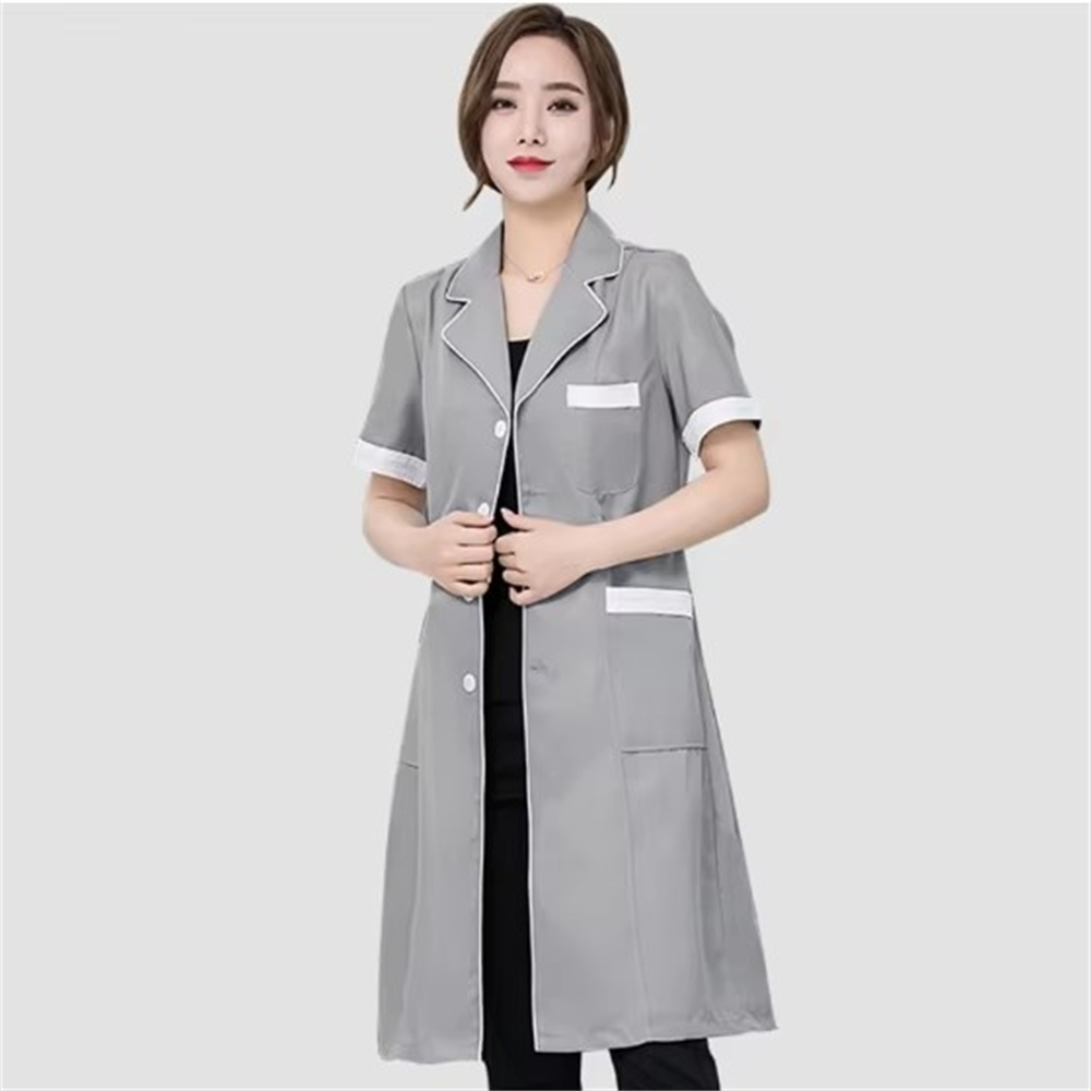 คุณภาพสูงสีเทาสีทึบบางง่ายต่อต - Lab Coat Medical บทวิจารณ์และราคา
